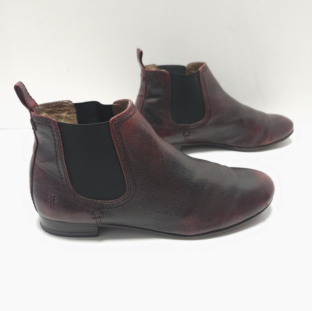 Frye Jillian Chelsea Womens Ankle Boots Size 8 M Oxblood Slip On Vintage Patina - Picture 6 of 10